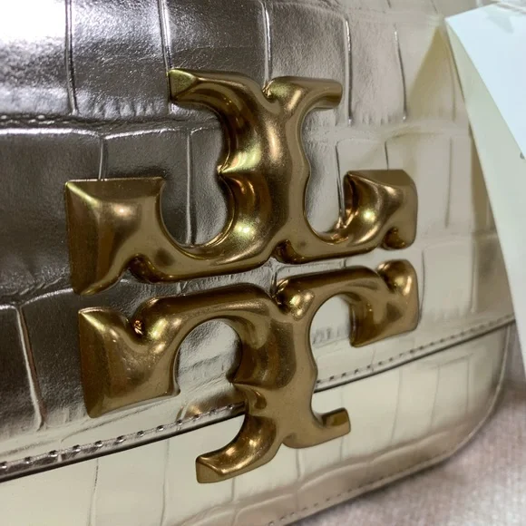 NEW Tory Burch Eleanor Gold Embossed Leather Small Convertible Shoulder Bag AUTH - Picture 12 of 16